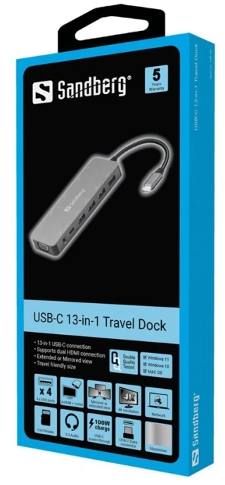 Sandberg USB-C 13-in-1 kelioninis dokas