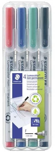 Staedtler LUMOCOLOR OHP sauso trynimo žymeklis, F, 4 spalvos dėkle (STA017)
