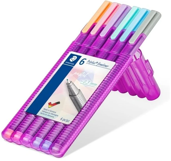 Spalvoti pasteliniai rašikliai STAEDTLER, 0,3 mm, 6 vnt.