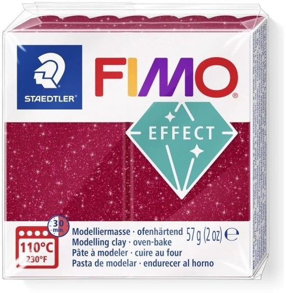 Modelinas FIMO Effect, 57 g, žėrinčios raudonos spalvos