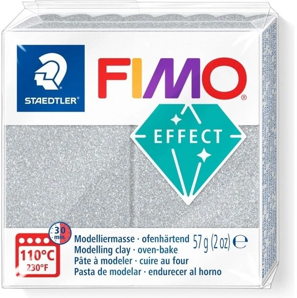 Modelinas FIMO Effect, 57 g, blizgios sidabrinės spalvos