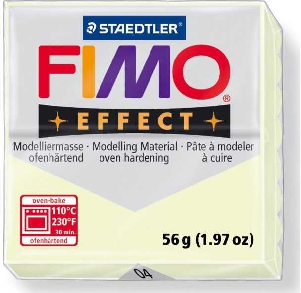 Modelinas FIMO EFFECT, 57 g, naktį šviečianti balta sp.