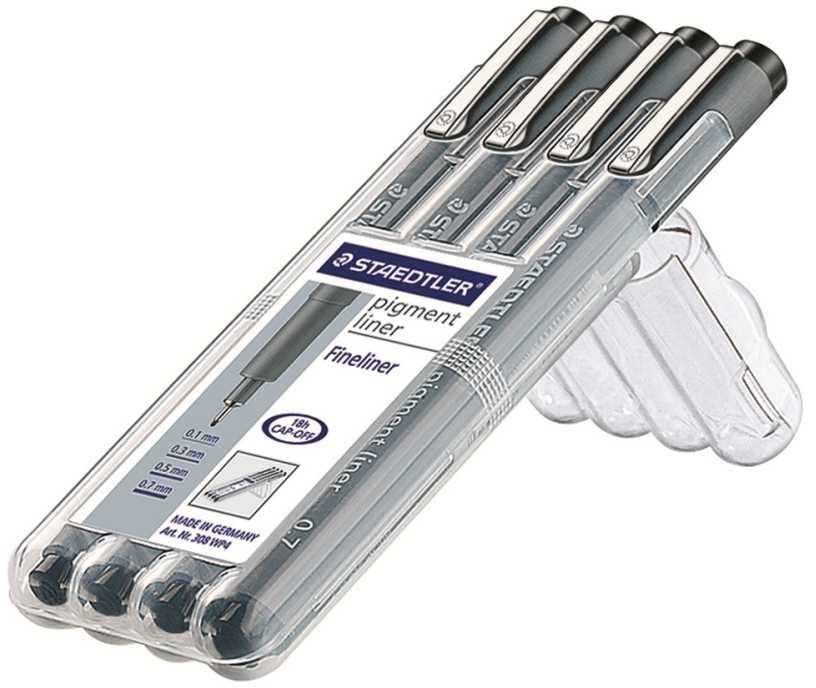 Staedtler Pisak su atramentem pigmentowym komplektas 4 vnt. (0.1 0.3 0.5 0.7mm) Staedtler
