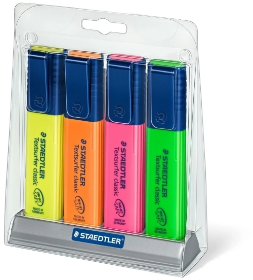 Staedtler Textsurfer classic 364, 4 pc(s), Žalias, Oranžinis, Rožinė, Geltona, Chisel tip, Žalias, Oranžinis, Geltona, Rožinė, 1 mm, 5 mm
