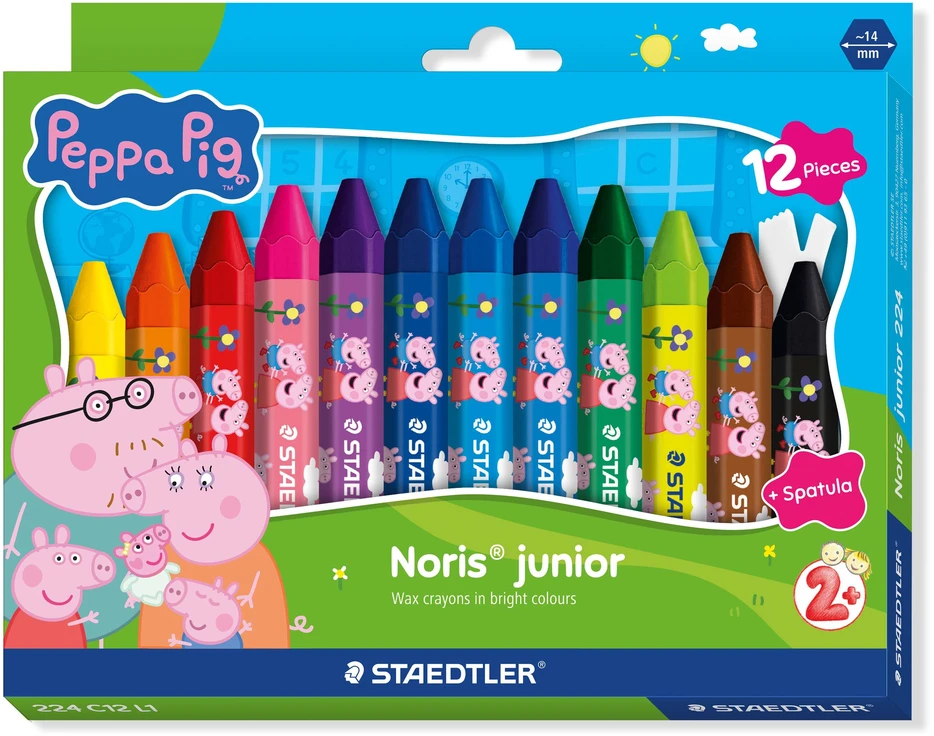 Staedtlerpeppa Pig Staedtler Peppa Pig vaškinės kreidelės – 12 vnt. įvairių spalvų (224 C12 L1)