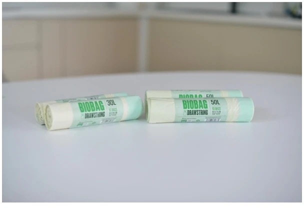 Staples Kompostuojami atliekų maišai su virvelėmis BioBag 30L (10 vnt. ritinyje) 25 mkr. 50x60cm žalia