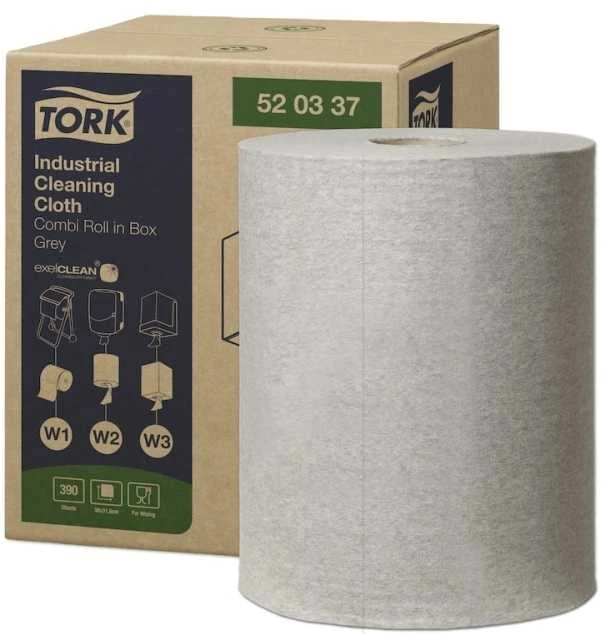 Staples Kabės TORK pramoninė valymo šluostė, mažas rulonas 520, pilka (32 cm x 148 m)