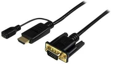 Kabelis StarTech HDMI - D - Sub (VGA) + mikro USB 0.9 m juodas (HD2VGM3)