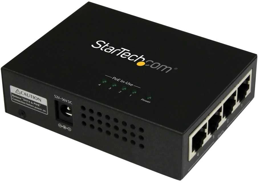 Šakotuvas StarTech 4 PRIEVADŲ GIGABIT POE+ INJEKTORIUS - ĮĖJIMAS