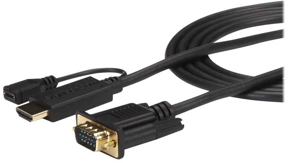 Kabelis StarTech HDMI - D-Sub (VGA) + micro USB 2m juoda (HD2VGAMM6)