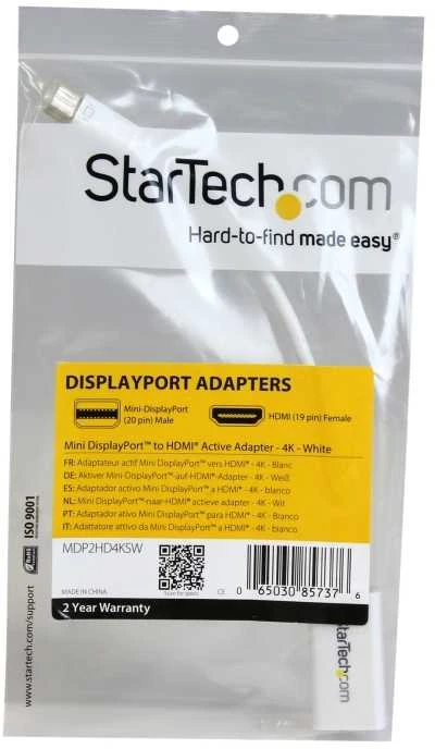Adapteris AV StarTech DisplayPort Mini – HDMI balta (MDP2HD4KSW)