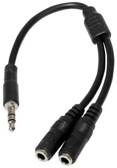 Kabelis StarTech Jack 3.5mm - Jack 3.5mm x2 0.15m juoda (MUY1MFFS)