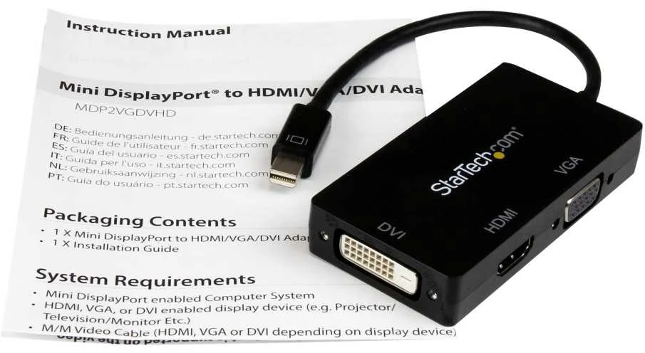 „Startech“ 3 viename mini ekrano prievadas – VGA / HDMI / DVI adapteris