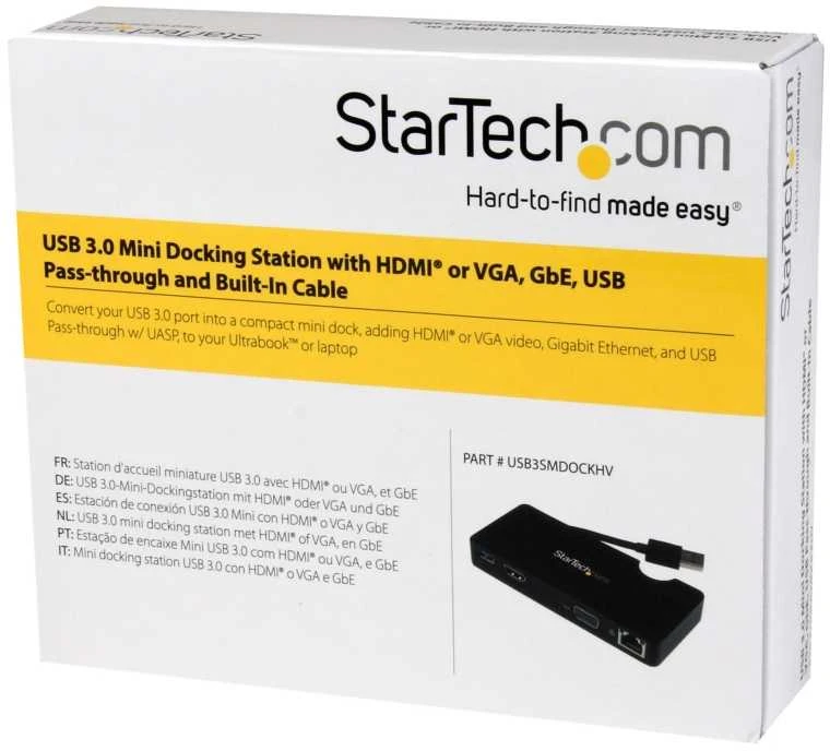„StarTech Travel“ nešiojamojo kompiuterio doko USB stotis / replikatorius (USB3SMDOCKHV)