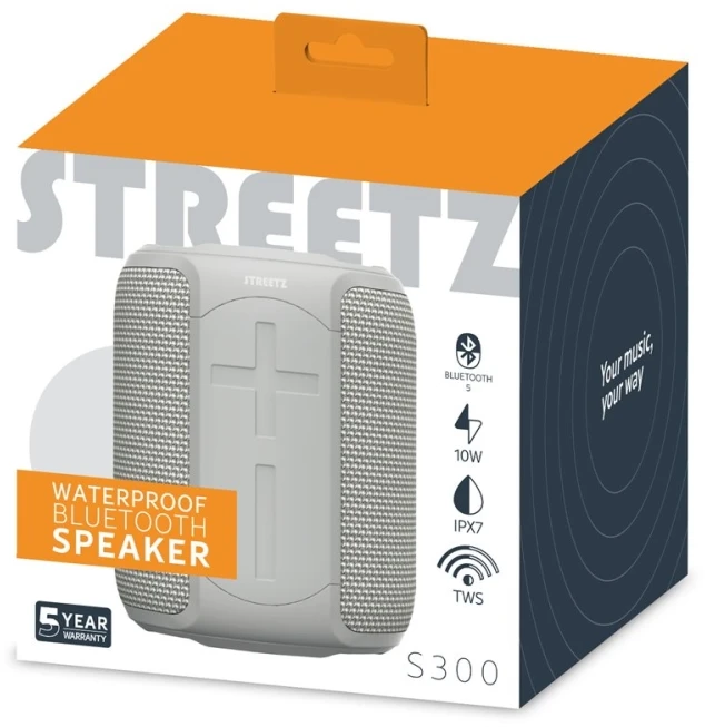 STREETZ vandeniui atsparus „Bluetooth“ garsiakalbis, 2x 5 W, AUX, IPX, CM766
