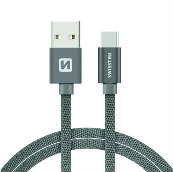 Swissten Textile Universal Quick Charge 3.1 USB-C duomenų ir įkrovimo laidas 1,2 m