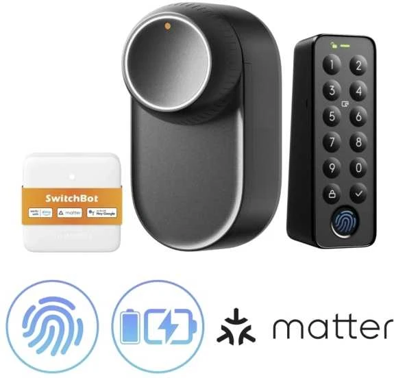 SwitchBot Lock Ultra rinkinys su Hub Mini Matter ir klaviatūra Touch