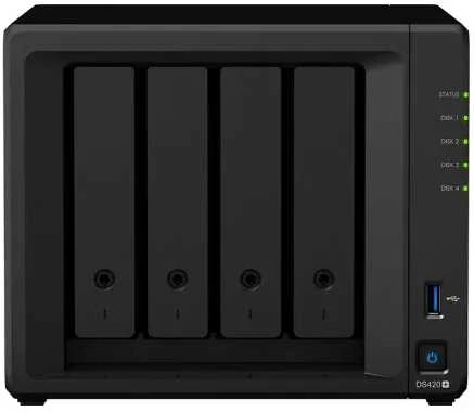 Serveris „SYNOLOGY RS822RP+“ 4 lizdų NAS, montuojamas ant stovo, AMD Ryzen V1500B, 4 branduolių, 2,2 GHz, 2 GB DDR4 ECC SODIMM, 2 x USB 3.2 RJ-45, 4 x 1 GbE