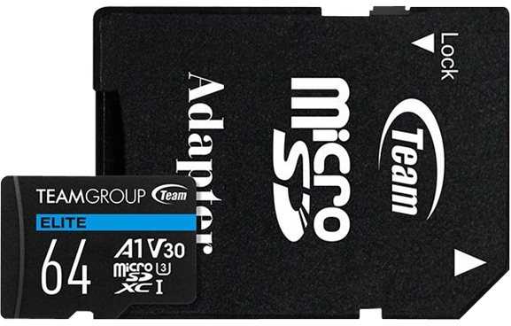 Team Group TEAMGROUP Atminties kortelė Micro SDXC 64GB Elite A1 V30 + Adapteriai