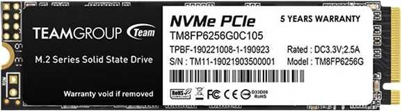 „Team Group MP33“ 256 GB, SSD – PCIe 3.0 x4, NVMe 1.3, M.2 2280