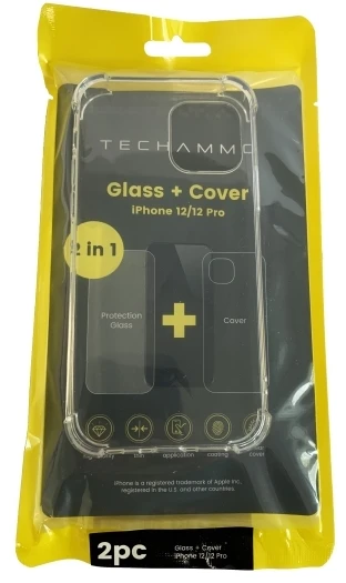 Techammo apsauginis stiklas + dangtelis skirtas iPhone® 12/12 Pro