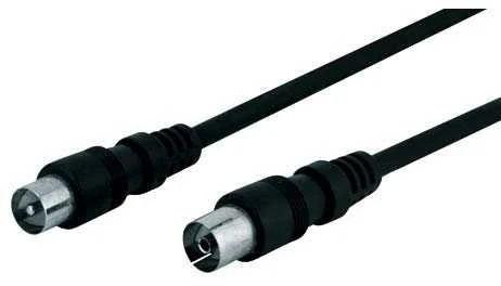 Juodas TV antenos kabelis su koaksialinėmis jungtimis