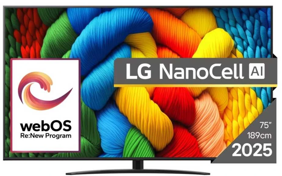 75 colių LG 75NANO81A3A 4K išmanusis Televizorius 2025