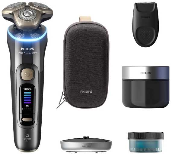 „Philips i9000 Prestige Ultra XP9402/31“ elektrinis skustuvas drėgnam ir sausam skutimui su „SkinIQ Pro“