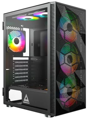 „Montech X3 Mesh“ vidutinio dydžio bokštas, RGB, grūdintas stiklas – Juodas