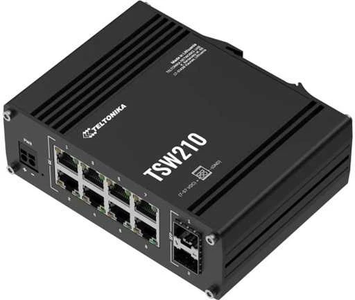 Šakotuvas Teltonika | Jungiklis | TSW210 | Nevaldomas | Tvirtinama prie sienos | Gigabit Ethernet (vario) jungtys kiekis 8 | SFP jungtys kiekis 2 | 24 mėn.