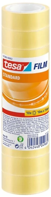 TESA 57386-00002-04, Skaidri, Rankdarbiams, Pakavimui, Polipropilenas (PP), 10 m, 15 mm, 10 vnt.
