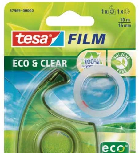Ekologiška lipni juostelė TESA Film eco & clear, su dėklu, 15mm x 10m, skaidri