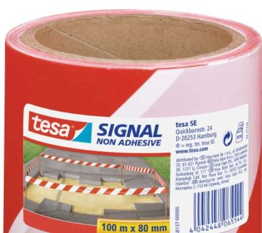 Plakatas Įspėjamoji juosta Tesa , 58137 signal, be klijų, raudona/balta, 100 m
