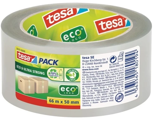 Tesa tesapack® ECO & ULTRA STRONG skaidri lipni juosta, 66 m x 50 mm