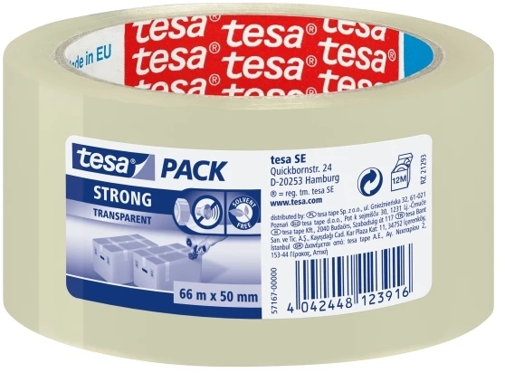 Pakavimo juosta Tesa Strong, 50mmx66m, skaidri 1115-015