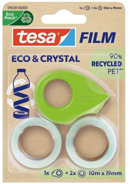 Tesa ECO* & CRYSTAL, 2 rolki 10mX19mm blister, su dyspenserem
