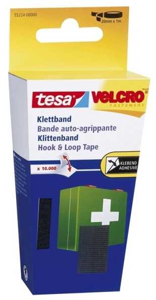 TESA Įjungimo ir išjungimo bendrosios paskirties lipni juosta, Juoda, 20 mm, 100 cm, 1 vnt., Lizdinė plokštelė