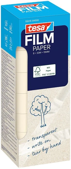 TESA tesafilm PAPER, 33 m, permatoma, popierius, 19 mm, 8 vnt.