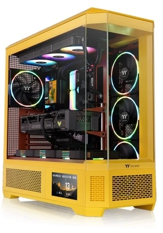 „Thermaltake View 600 TG Butter Caramel“, didelis bokšto formos korpusas – geltonas, grūdintas stiklas