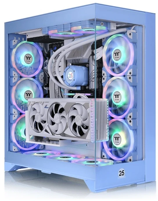 „Thermaltake CTE E660 MX“, bokšto tipo korpusas – šviesiai mėlynas, grūdintas stiklas x 2