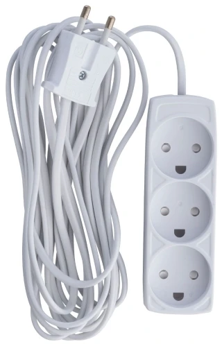 Thorkild Larsen E-LINE plastikinis ilgintuvas, 3 krypčių, C tipo (EU) lizdas, baltas