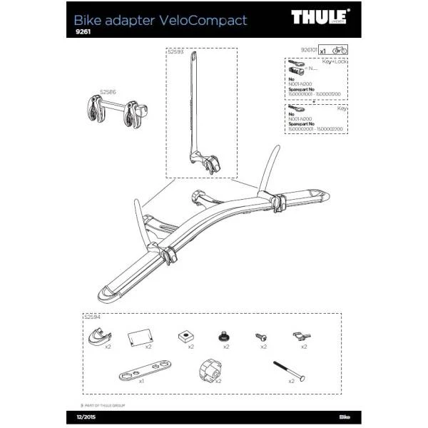 4-ojo dviračio montavimo adapteris Thule 52594, skirtas Thule VeloCompact dviračio laikikliams