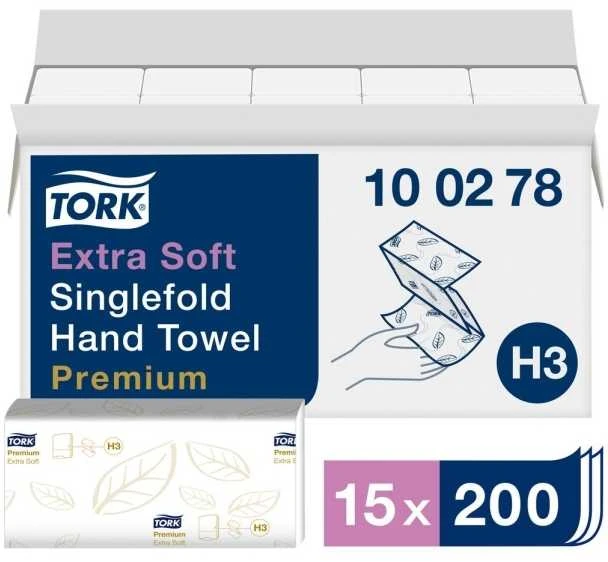 Servetėlės Tork Singlefold Soft Premium H3 (100278), 2 sluoksniai, baltos spalvos, 200 lapelių