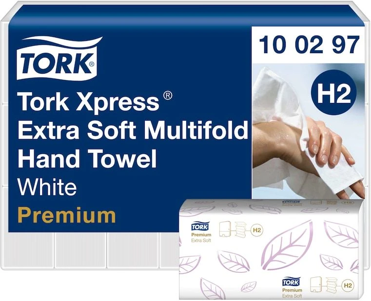 Lapelinis rankšluostinis popierius Tork Premium Extra Soft H2, 2 sl., 100 lap., 34x21,2cm, P,21vnt