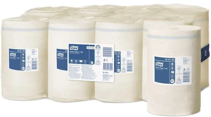 Popieriniai rankšluosčiai TORK Basic, 1 sl., 21,5 cm x 120 m, M1, 120123, balta sp.