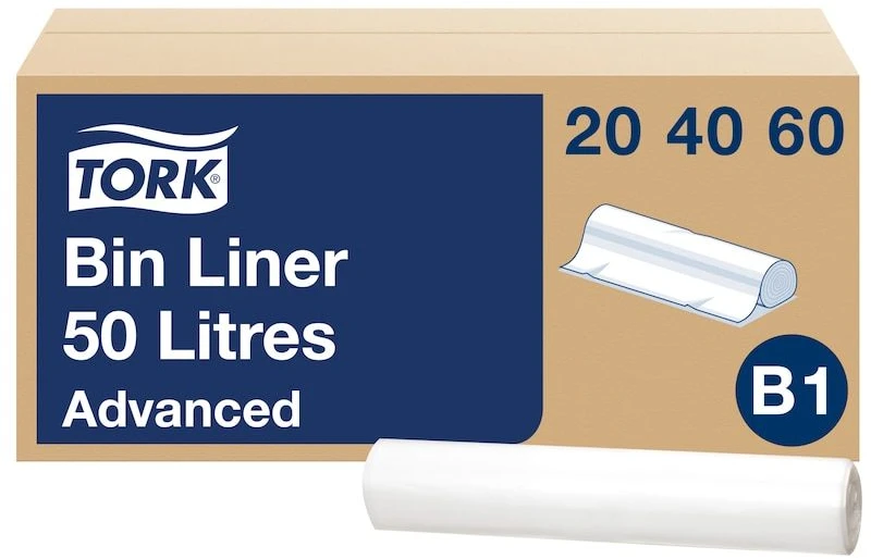 Šiukšlių maišai Tork B1 permatomi 50 l - 61,5x89,5 cm - (10 ritinių x 25 vnt. ritinyje)