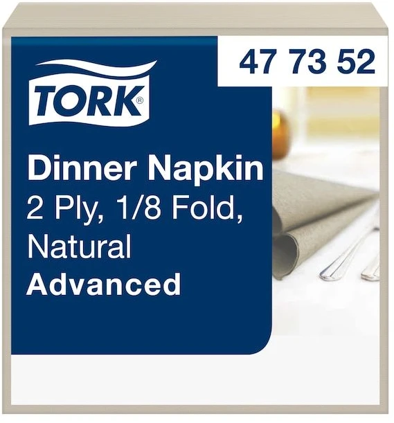 Tork Advanced Dinner - servetėlės - dydis 39 x 39 cm - vienkartinės - natūralios - (12 pak. x 150 vnt. dėžutėje)
