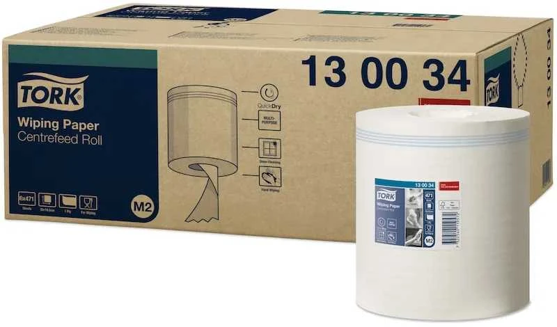 Popieriniai rankšluosčiai Tork Wiping Centerfeed M2 (130034), 1 sluoksnis, baltos spalvos, 165 m