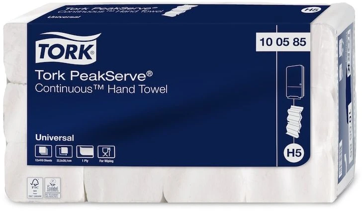 Tork Tork PeakServe Continuous - Popieriaus rankšluostis didelio intensyvumo vietose, H5 - Baltieji
