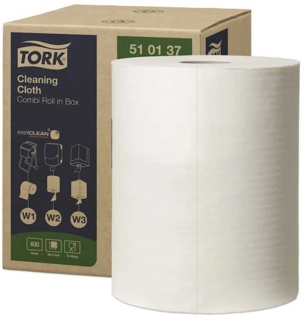 Tork Tork – universalūs austi ritinėliai, 1 sluoksnio, aukščiausios kokybės – baltas